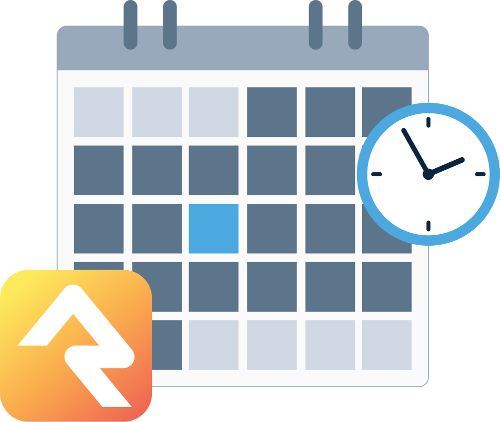 Graphic of calendar and Rock RMS Logo